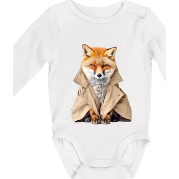 Liška v kabátu - Body kojenecké s dlouhým rukávem - Dlouhý r. 3-6 měs ( Bílá )
