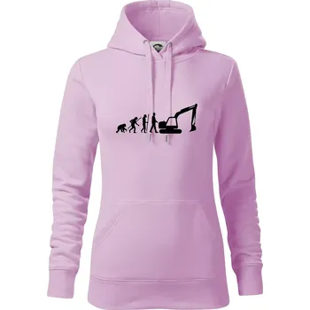 Dámská mikina Evoluce bagr velký - Mikina dámská Cape s kapucí - XS ( Orchid )