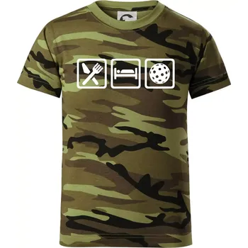 Chlapecké oblečení Eat sleep florbal v řadě - Dětské maskáčové triko - 134 cm/8 let ( Zelený maskáč )