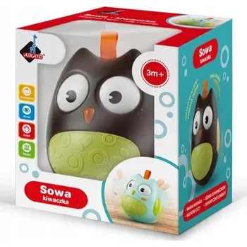Hračka pro nejmenší Askato senzorická hračka sova kývačka panáček vstaváček chrastítko hnědé