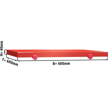 Kuchyňské prkénko G.Gastro Commercial Prep Table Cutting Board 600×600×40 mm – HACCP - Red - PE500 Plastic - 4 Stoppers