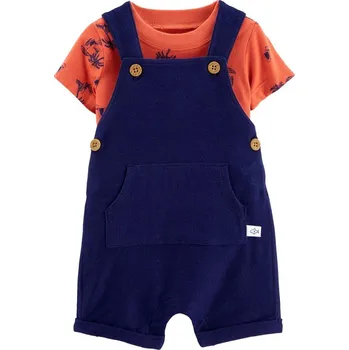 Kojenecká souprava CARTERS CARTER'S Set 2dílný triko kr. rukáv, kraťasy na kšandy Navy Orange kluk NB/vel. 56