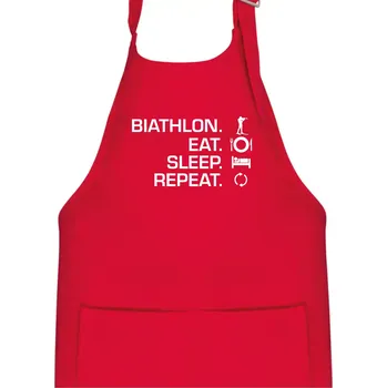 Kuchyňská zástěra Biathlon Eat Sleep Repeat - Dětská zástěra na vaření - Univerzální velikost ( Červená )