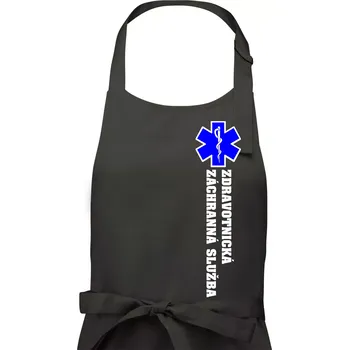 Kuchyňská zástěra Hvězda života - zdravotnická záchranná služba - Pánská zástěra na vaření - Univerzální velikost ( Dřevěné uhlí )