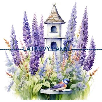 Látkový panel - Levandule - LE-83 Velikost: 15x15cm, Materiál: Kočárkovina