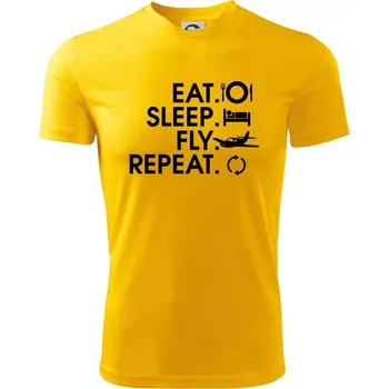 Chlapecké tričko Eat sleep fly repeat - Dětské triko sportovní (dresovina) - 122 cm/6 let ( Žlutá )