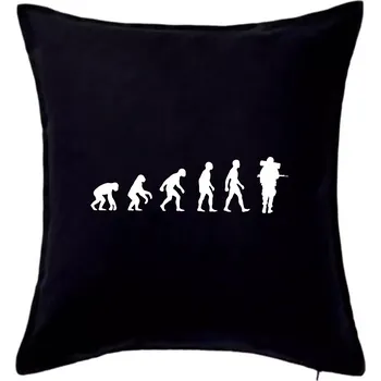 Polštář Evoluce vojáka - plná polní - Polštář 50x50 - 50x50 - Pouze potah ( Černá )