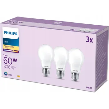 Žárovka Žárovka Philips Classic LED E27, 60 W, matná, teplá bílá, 3 ks