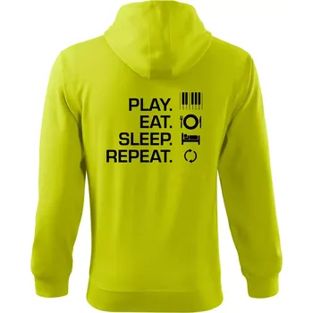 Pánská móda Play eat sleep piano - Mikina s kapucí na zip trendy zipper - M ( Limetková )