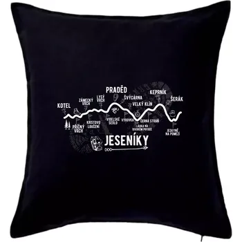 Polštář Profil Jeseníky - Polštář 50x50 - 50x50 - Pouze potah ( Černá )