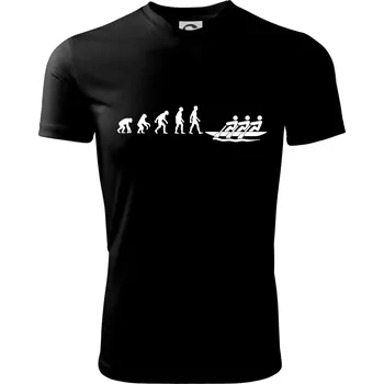 Chlapecké tričko Evoluce veslování 3 lidi - Dětské triko sportovní (dresovina) - 158 cm/12 let ( Černá )