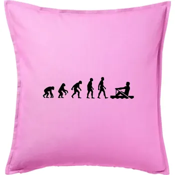 Polštář Evoluce veslování 1 človek - Polštář 50x50 - 50x50 - Pouze potah ( Růžová )