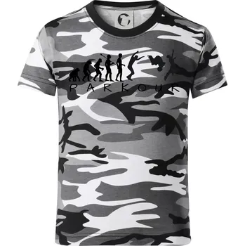 Chlapecké tričko Parkour evoluce - Dětské maskáčové triko - 134 cm/8 let ( Šedý maskáč )