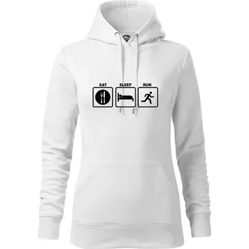 Dámská mikina Eat sleep run čtverce - Mikina dámská Cape s kapucí - L ( Bílá )