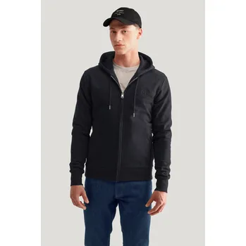 Pánská mikina MIKINA GANT REG TONAL SHIELD FULL ZIP HOODIE BLACK