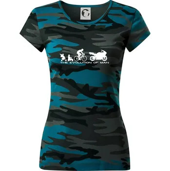 Evolution of man (supersport) - Dámské maskáčové triko - M ( Petrolejová maskáč )