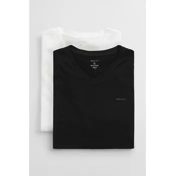 Pánská móda TRIČKO GANT V-NECK T-SHIRT 2-PACK BLACK / WHITE
