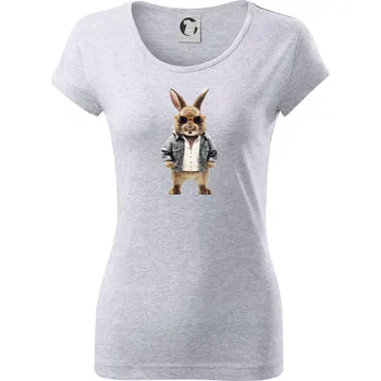 Dámské tričko Králík v bundičce - Dámské triko Pure - S ( Světlešedý Melír )