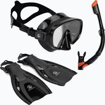 Potápěčské vybavení Šnorchlovací sada AQUASTIC Cove maska + šnorchl + ploutve černá