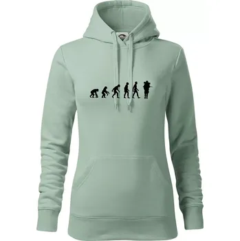 Dámská mikina Evoluce vojáka - plná polní - Mikina dámská Cape s kapucí - XS ( Sage )