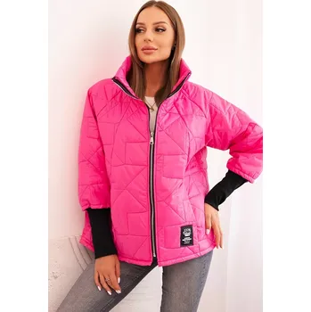 Kesi Włoski Dámská prošívaná bunda s krátkým střihem a stojáčkem růžová Kesi Włoski černá | fuchsiová 3384994