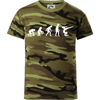 Chlapecké oblečení Evoluce yoga - Dětské maskáčové triko - 122 cm/6 let ( Zelený maskáč )