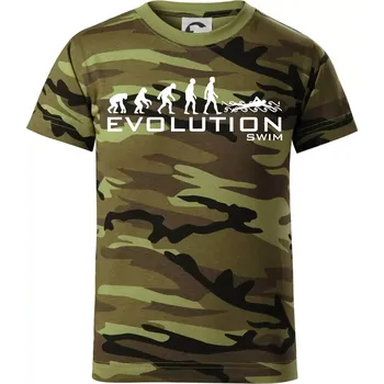 Chlapecké oblečení Evoluce Swim - Dětské maskáčové triko - 134 cm/8 let ( Zelený maskáč )