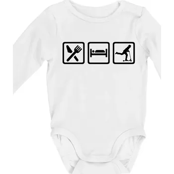 Eat sleep koloběh - koloběžka - Body kojenecké s dlouhým rukávem - Dlouhý r. 3-6 měs ( Bílá )