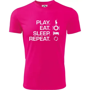 Chlapecké tričko Play Eat Sleep Repeat polo - Dětské triko sportovní (dresovina) - 122 cm/6 let ( Neon Pink )
