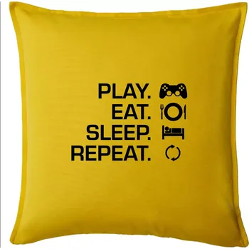 Polštář Play Eat Sleep Repeat game - Polštář 50x50 - 50x50 - Pouze potah ( Žlutá )
