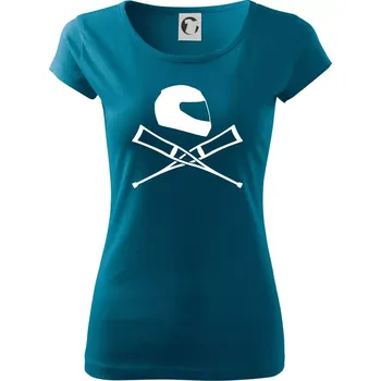 Dámské tričko Silniční helma / berle - Dámské triko Pure - S ( Petrolejová )