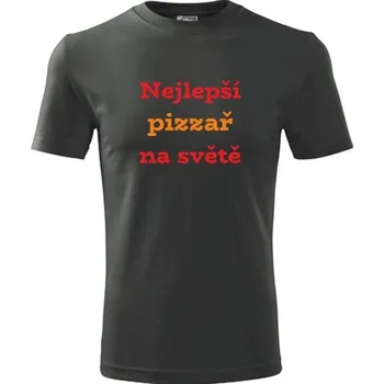 Pánské tričko Grafitové tričko Nejlepší pizzař na světě - barva antracit - velikost XXXL