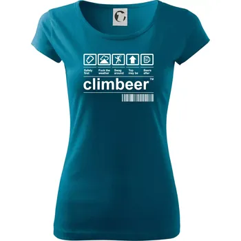 Dámské tričko Čárový kód - Climbeer - Dámské triko Pure - M ( Petrolejová )