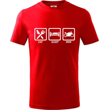 Eat sleep ride - silnice - Tričko dětské bavlněné - 98 cm / 2 roky ( Červená )