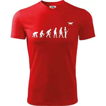 Chlapecké tričko Dron evoluce - Dětské triko sportovní (dresovina) - 122 cm/6 let ( Červená )