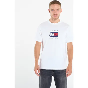 Tričko Tommy Hilfiger Linear Flag Graphic Tee White XL