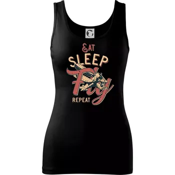 Dámské tričko Eat Sleep Fly Repeat letadlo - Dámské tílko - XS ( Černá )
