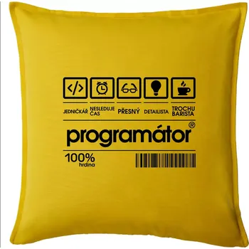 Polštář Čárový kód - programátor - Polštář 50x50 - 50x50 - Pouze potah ( Žlutá )