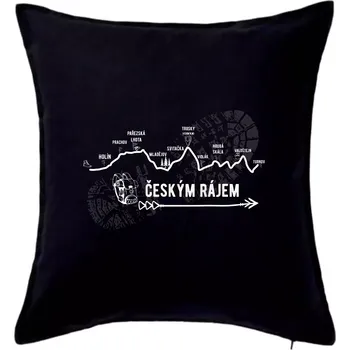 Polštář Profil - z Jičína do Turnova - Polštář 50x50 - 50x50 - Pouze potah ( Černá )