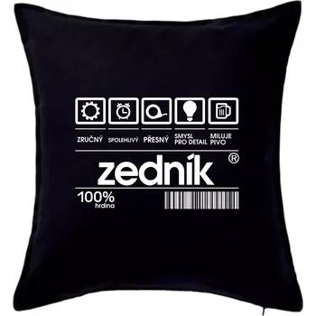 Polštář Čárový kód zedník - Polštář 50x50 - 50x50 - Pouze potah ( Černá )