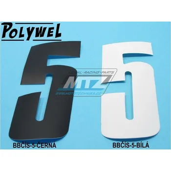 Polep vozidla Číslo startovní 5 - provedení MX - rozměry: 150x60mm - barva: černá BBČÍS-5-ČERNÁ