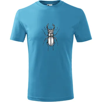 Dětská móda Tyrkysové dětské tričko s roháčem - barva tyrkysová - velikost 12let