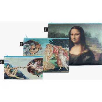 Kosmetická taška Taštičky na zip 3 ks LOQI LEONARDO DA VINCI Michelangelo, Botticelli, Da Vinci
