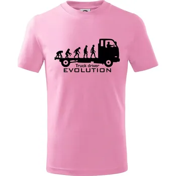 Chlapecké tričko Truck driver evolution - Tričko dětské bavlněné - 104-110cm / 3-4 roky ( Růžová )