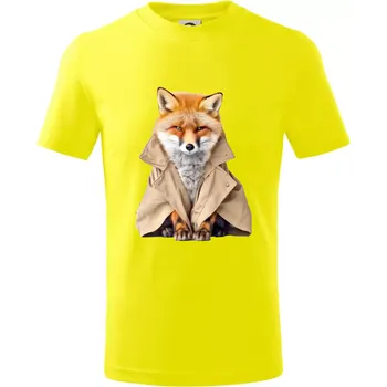 Liška v kabátu - Tričko dětské bavlněné - 98 cm / 2 roky ( Citrónová )