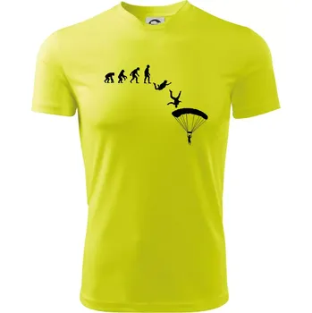 Chlapecké tričko Evoluce parašutista seskok - Dětské triko sportovní (dresovina) - 158 cm/12 let ( Neonově žlutá )