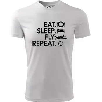 Chlapecké oblečení Eat sleep fly repeat - Dětské triko sportovní (dresovina) - 158 cm/12 let ( Bílá )