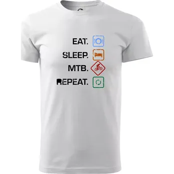 Pánské tričko Eat sleep MTB repeat - Klasické pánské triko vyšší gramáže - XS ( Bílá )