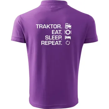 Pánská košile Traktor eat sleep repeat - Polokošile pánská Pique Polo 203 - M ( Fialová )