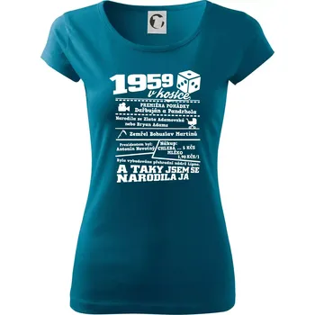 Dámské tričko 1959 v kostce - Dámské triko Pure - XS ( Petrolejová )